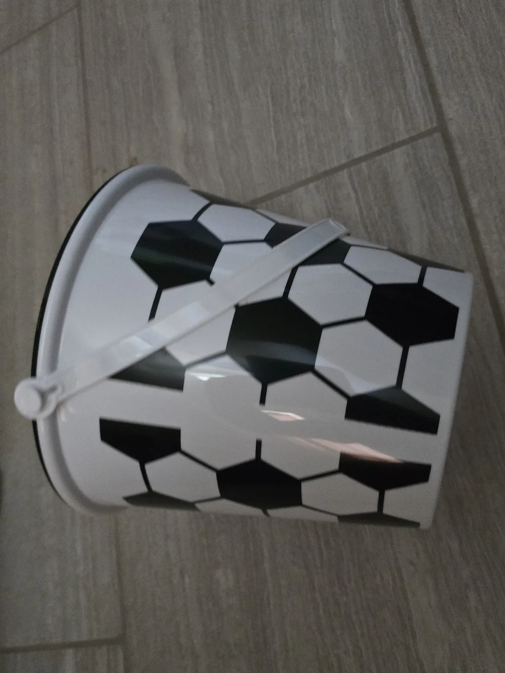 Black & White Soccer Pattern Decorative Plastic Bucket